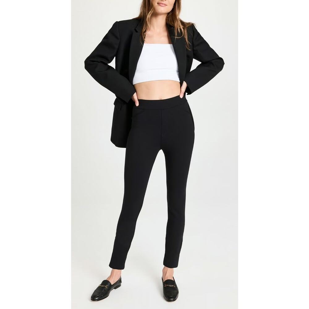 Spanx The Perfect Back Seam Black Skinny Pants Ankle Ponte Knit LP Large Petite